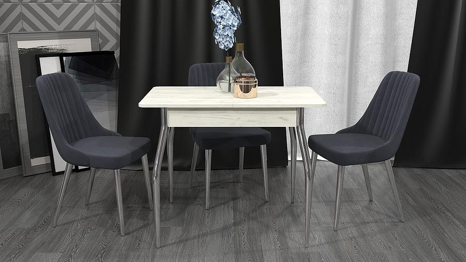 Стол обеденный Рио 90(+30)×60×75 см крафт белый фото 1