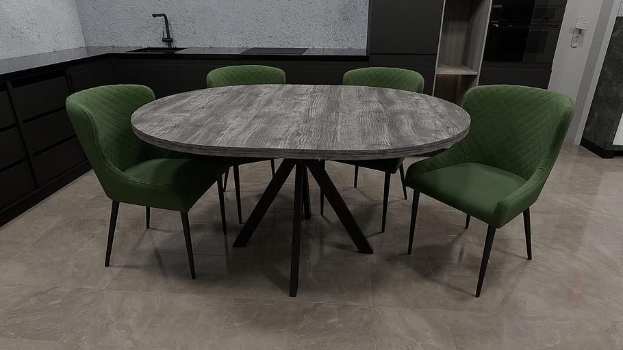 Стол Сохо 110(+35)×110×77 см чёрный металл, сосна пасадена фото 2