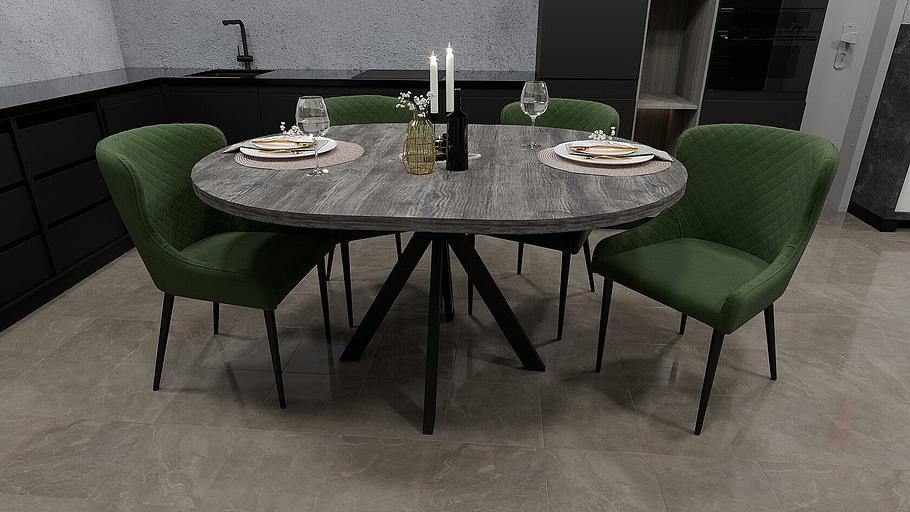 Стол Сохо 110(+35)×110×77 см чёрный металл, сосна пасадена фото 3