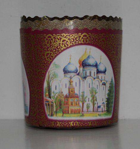 Форма бум. для кулича d=90 мм. h=90 мм. Пасхальный на 200 гр. (3 шт/уп) /1/75/ фото 1