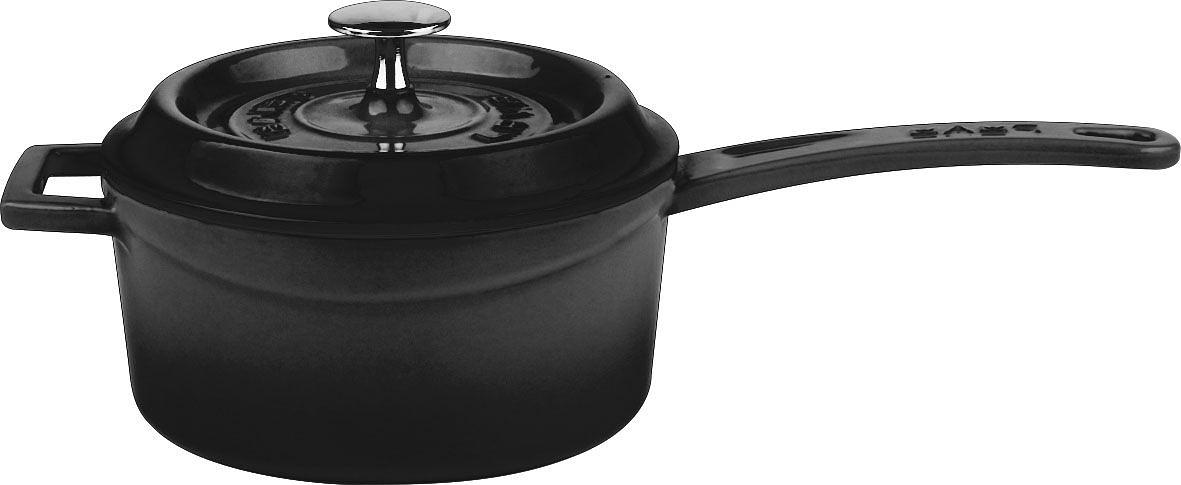 Сотейник 1,0 л. чугун d=16 см. черная, матовая LAVA /1/ фото 1