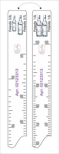 Линейка Finlandia (0.5 л./0.7 л./1 л.) L=28 см. В=2 см. /1/ фото 1