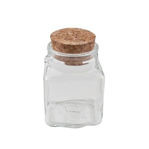 Банка для подачи 100 мл. d=48 мм. h=70 мм. квадр. с корковой пробкой /1/ фото 1