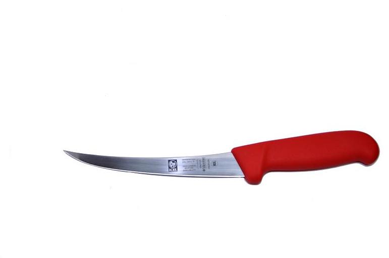 Нож обвалочный 150/290 мм. изогнутый, полугибкое лезвие, красный SAFE Icel /1/6/ фото 1