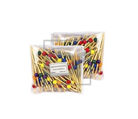 Пики 9 cм. 100 шт/уп бамбук Жемчужина цветная /1/40/ фото 1