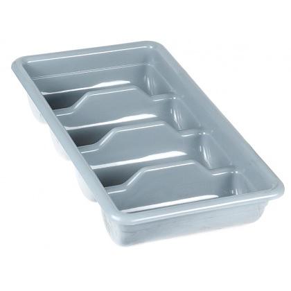 Емкость для столовых приборов 4 секции 51*28,5*10 см. серая, пластик /1/12/ фото 1