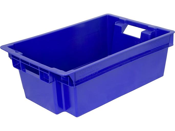Ящик 600*400*200 мм. для мяса конусный сплошной, синий /1/140/ фото 1