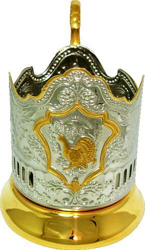 Подстаканник никелир. с позолотой Глухарь /1/ фото 1