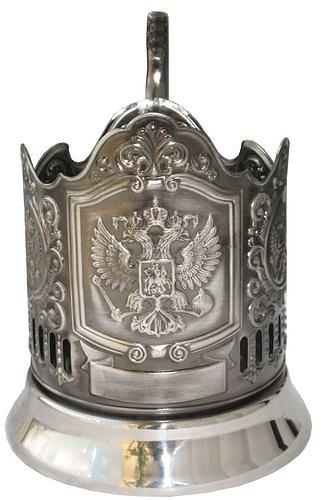 Подстаканник никелир. с чернью Герб РФ /1/ фото 1