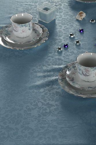 Скатерть 145*200 см. голубая мелкий цветок /3/ фото 1