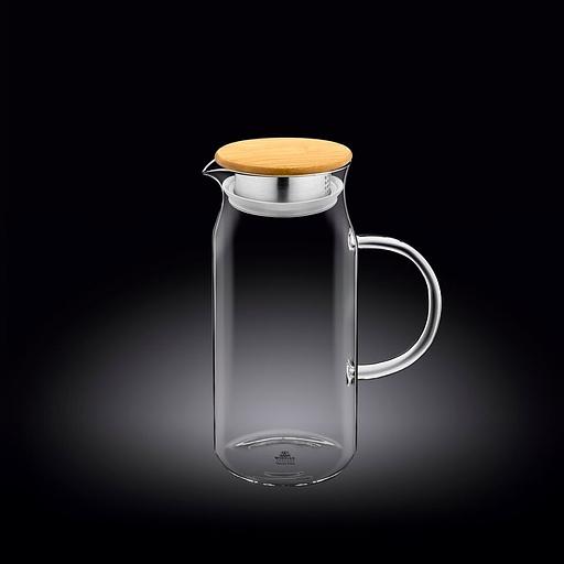 Кувшин 1 л. с крышкой бамбук + сетка нерж Термостекло Wilmax /1/18/ фото 1