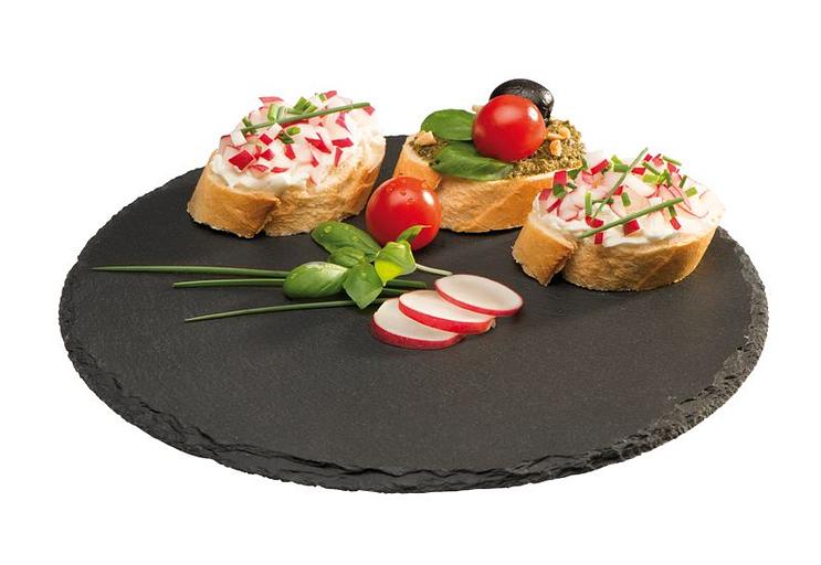 Блюдо для подачи круглое d=28 см. h=1,2 см. черное, сланец APS /1/12/ фото 1