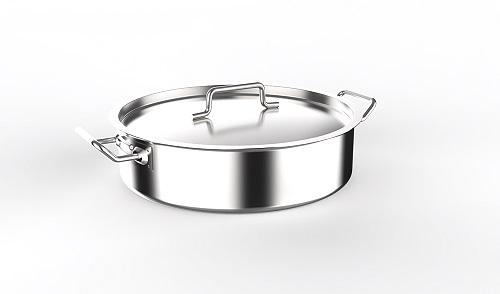 Кастрюля 10 л. нерж. d=32 см. h=12 см. низкая, тройное дно с крыш. (индукция) MGsteel (19010) /1/ фото 1