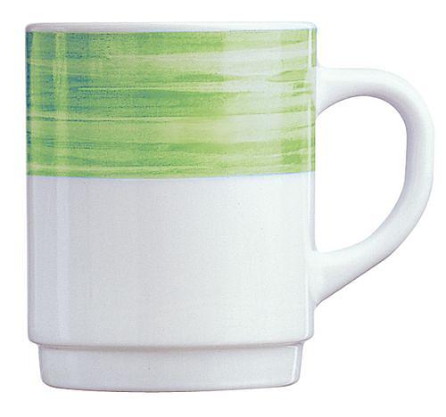 Кружка 250 мл. d=70 мм. h=88 мм. зеленый край Браш /1/36/ фото 1