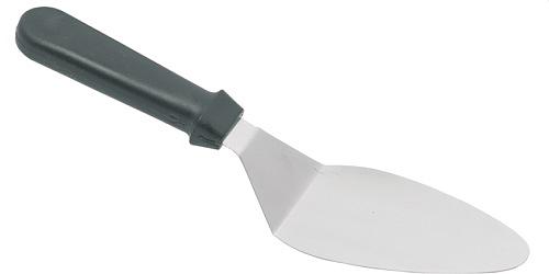 Лопатка 30 см. изогнутая раб.часть 13*7,5 см.нерж. узкая с пластик. ручкой, черная MGsteel /1/96/ фото 1
