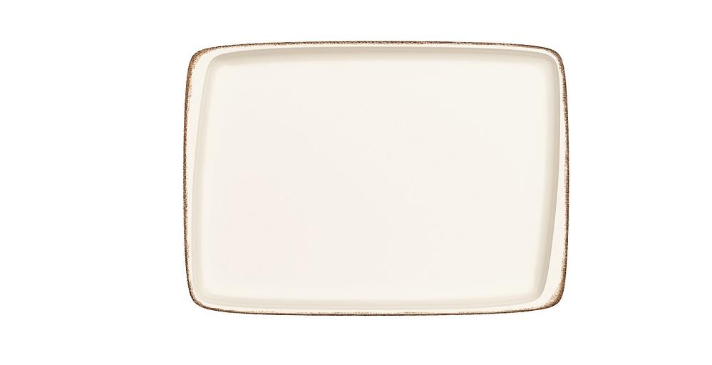 Блюдо прямоуг. 230*160 мм. Ретро коричневый край, форма Мув /1/12/ фото 1