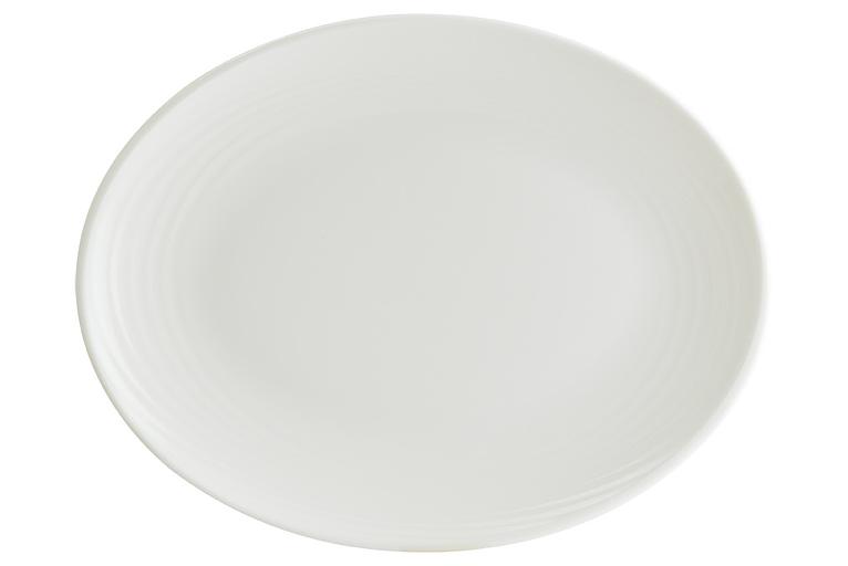Блюдо овальное 310*240 мм. Белый, форма Луп узкая полоска /1/6/ фото 1