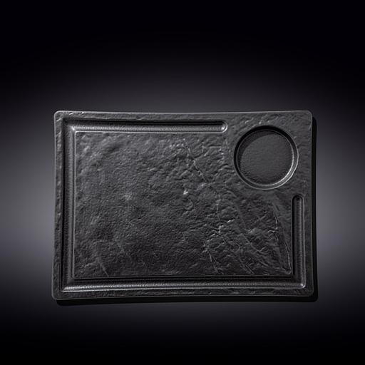 Блюдо для подачи 325*230 мм. с выемкой для соусника d=80 мм. Слэйт Wilmax /2/12/ фото 1
