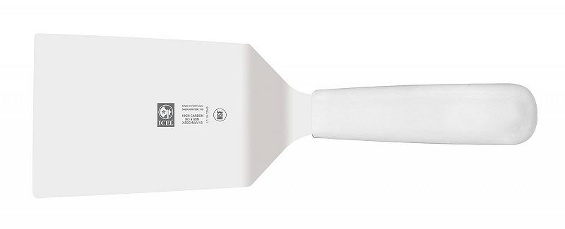 Лопатка 27,5 см. изогнутая раб. часть 11*9 см. нерж. широкая с пластик. ручкой, белая Icel /1/6/ фото 1