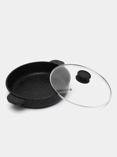 Сковорода d=26 см. h=7,4 см. алюм. с антиприг. покрыт. с крышкой с 2 ручками в крапинку /1/ фото 1