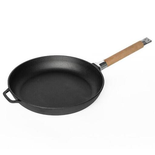 Сковорода d=20 см. h=4,5 см. чугун. со съем дерев. ручкой /1/ фото 1