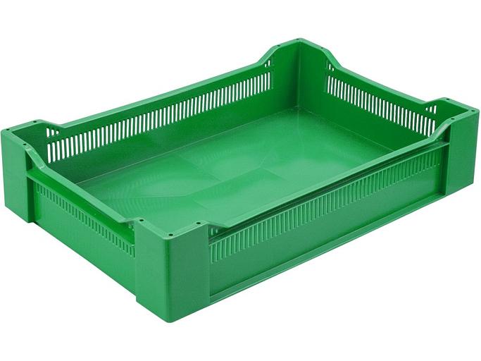 Ящик 600*400*135 мм. ягодный прямой перфорир, дно сплошное, зеленый /1/72/ фото 1