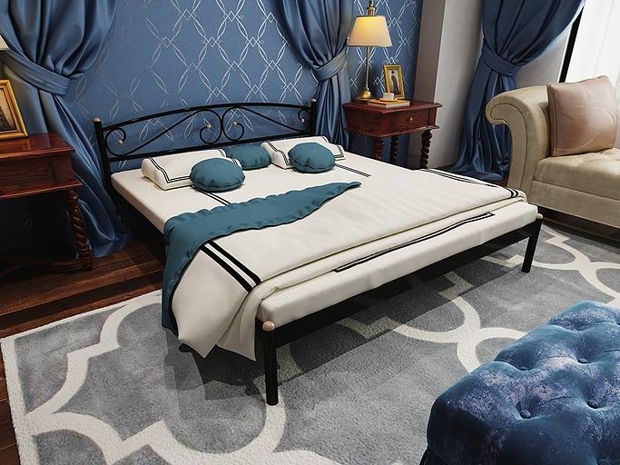 Кровать Оптима 200×120 см, чёрное металлическое основание опт фото 1