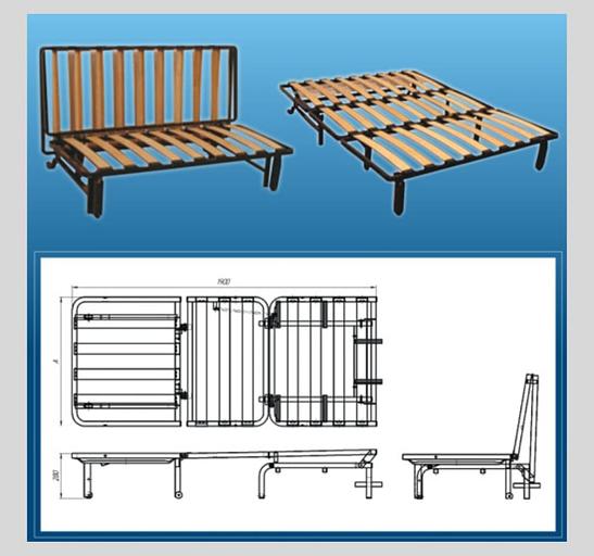 Механизм аккордеон для диванов 100×190 см ОПТ фото 1