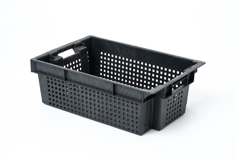 Ящик пластиковый овощной черный 600×400×200 мм фото 1