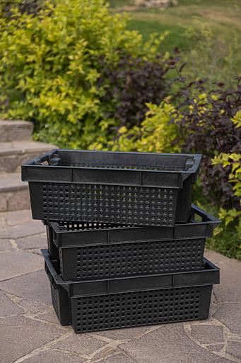 Ящик пластиковый овощной черный 600×400×200 мм фото 6