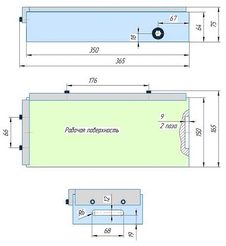 Прямоугольная магнитная плита 350x150 фото 2