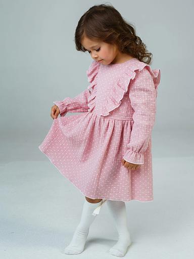 Платье MINI DI «Адель» горох на розовом, муслин, арт.290/2200 ОПТ фото 9