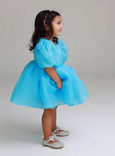 Нарядное пышное платье для девочки голубое ОПТ фото 1