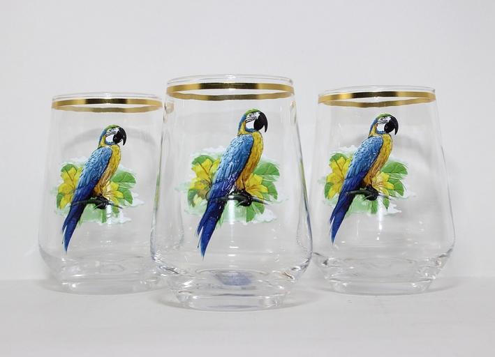 Набор 3-х высоких стаканов «Тропики» с золотой отводкой ОПТ фото 1