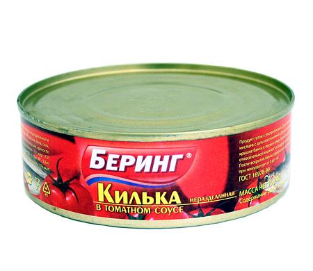 Килька неразделанная в томатном соусе, Беринг, 240 г ОПТ фото 1
