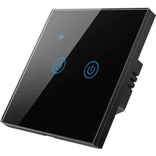 Умный выключатель сенсорный Roximo SWSEN01-2B двухкнопочный, чёрный ОПТ фото 1