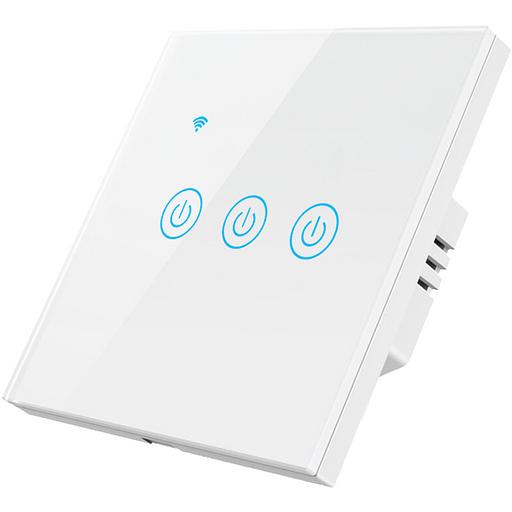 Умный выключатель сенсорный Roximo SWSEN01-3W трёхкнопочный, белый ОПТ фото 1