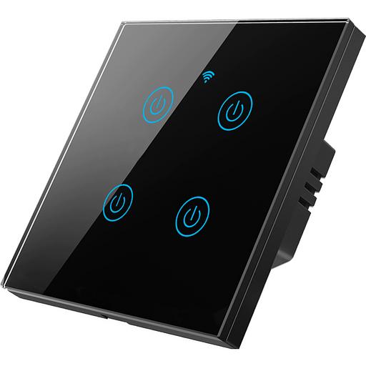 Умный выключатель сенсорный Roximo SWSEN01-4B четырёхкнопочный, чёрный ОПТ фото 1