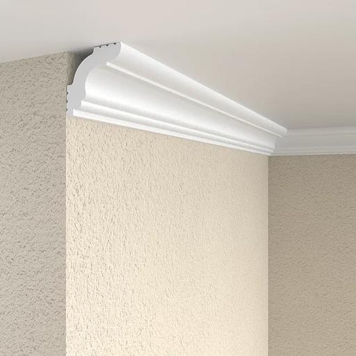 Экструзионный плинтус потолочный Format 04503E (120), белый ОПТ фото 1