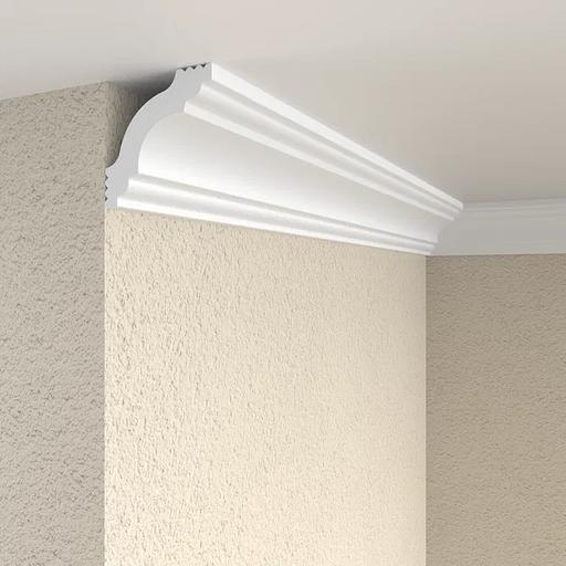 Экструзионный плинтус потолочный Format 06004E (88), белый ОПТ фото 1