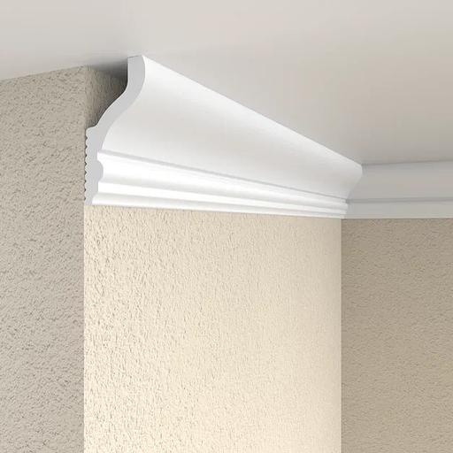 Экструзионный плинтус потолочный Format 06013Е (90), белый ОПТ фото 1