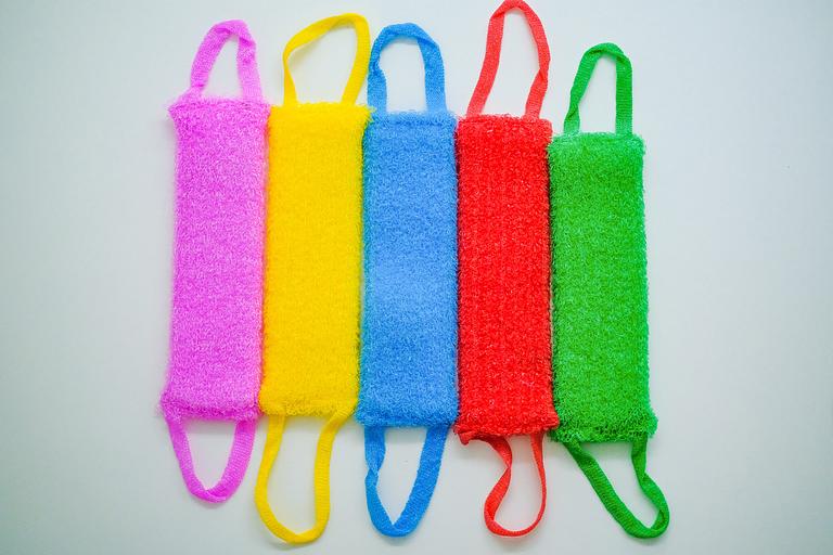 Мочалка вязаная из полипропиленовой нити (110 текс) «Банный день» 42х14 см, махра 15 мм ОПТ фото 2