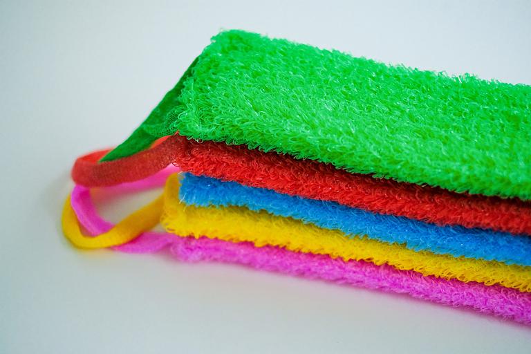 Мочалка вязаная из полипропиленовой нити (110 текс) «Банный день» 42х14 см, махра 15 мм ОПТ фото 4