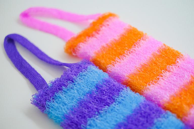 Мочалка вязаная из полипропиленовой нити (110 текс) «Ассорти» 42х14 см, махра 15 мм ОПТ фото 4