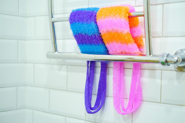 Мочалка вязаная из полипропиленовой нити (110 текс) «Ассорти» 42х14 см, махра 15 мм ОПТ фото 5