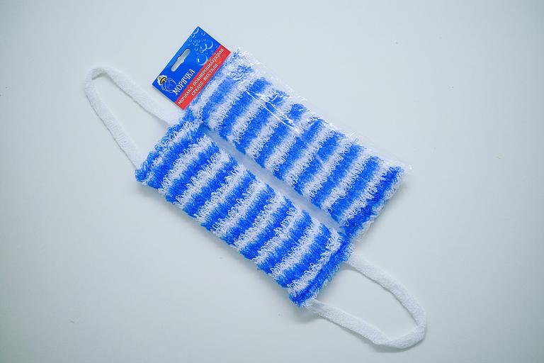 Мочалка вязаная из полипропиленовой нити (110 текс) «Морячка» 42х14 см, махра 15 мм ОПТ фото 1