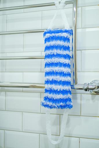 Мочалка вязаная из полипропиленовой нити (110 текс) «Морячка» 42х14 см, махра 15 мм ОПТ фото 3