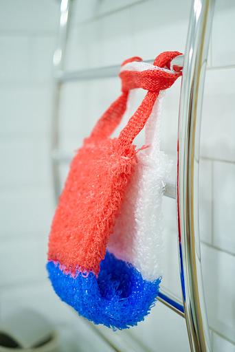 Мочалка вязаная из полипропиленовой нити (110 текс) «Флаг» 42х14 см, махра 15 мм ОПТ фото 4