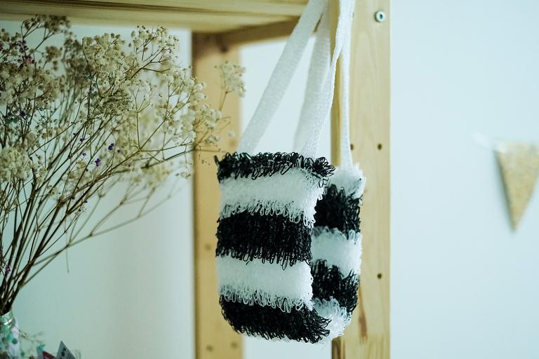 Мочалка вязаная из полипропиленовой нити (110 текс) «Зебра» 42х14 см, махра 15 мм ОПТ фото 3