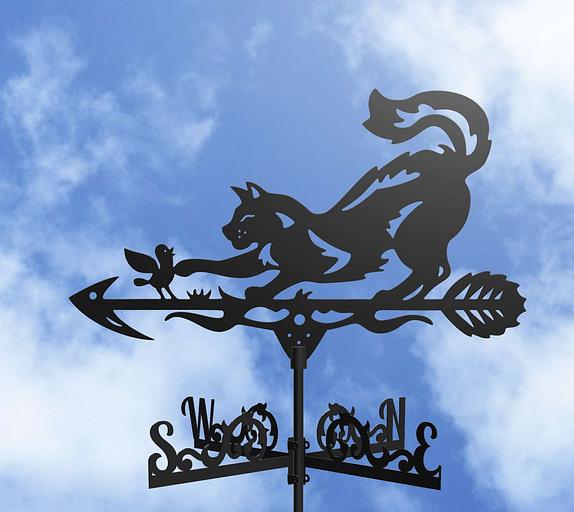 Флюгер «Кот с птичкой» ОПТ фото 2